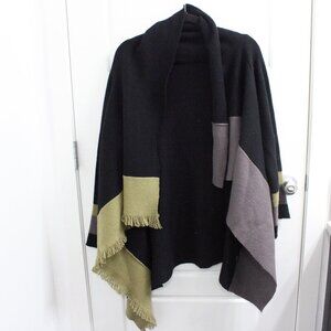 Bryn Walker 100% wool Fringe Wrap Poncho Size Small